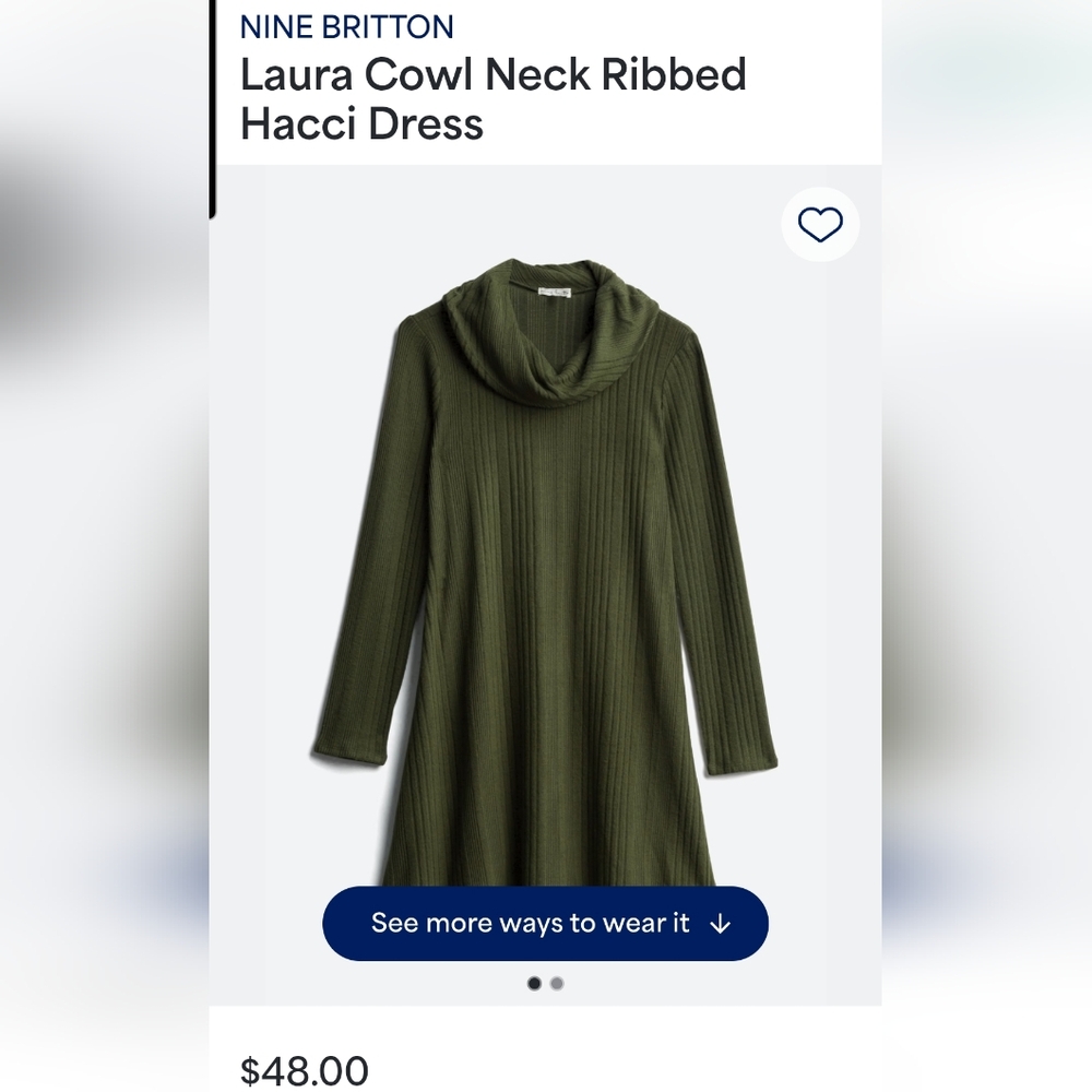 Nine Britton Forest Green Cowl Neck Sweater